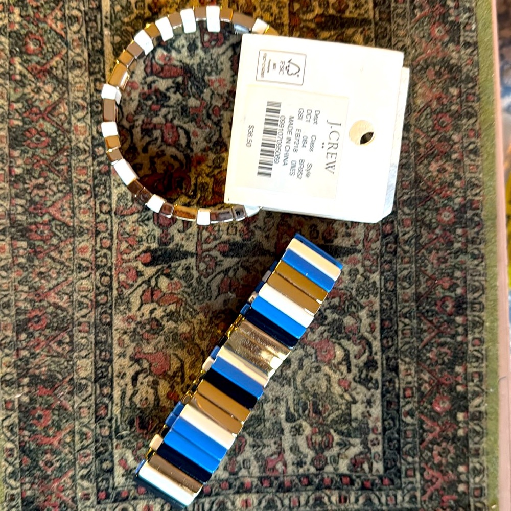 Enameled chiclet bracelets JCrew. White Gold. Blue Black white gold.